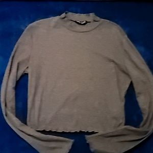 Grey Long Sleeve Crop Top